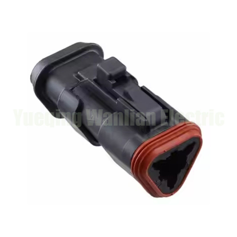 DT06-3S-EP11 Deutsch DT Hitam 3 Pin Pria dan Wanita Konektor Dengan Cap ujung panjang